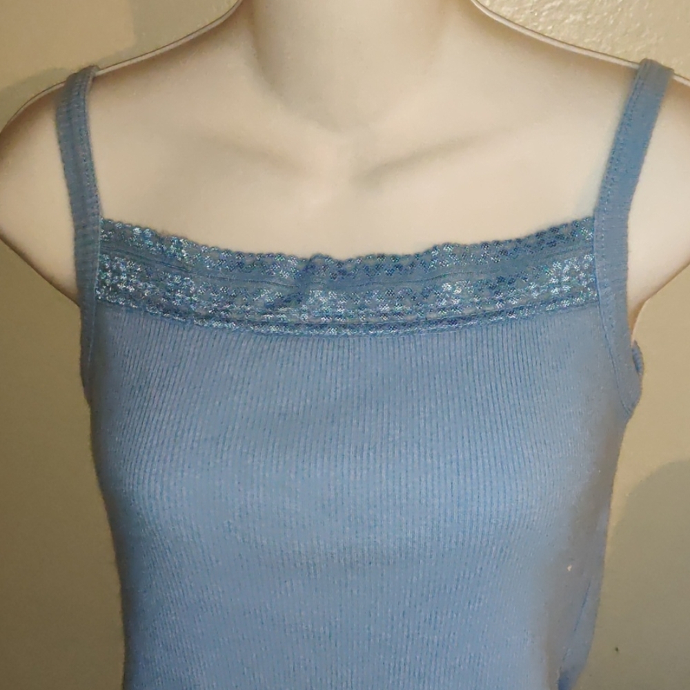 Vintage Light Blue Lace Tunic Tank 90s